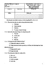 Đề kiểm tra cuối học kì 1 môn Khoa Học Lớp 5 - Năm học 2018-2019 (Có đáp án)